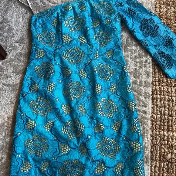 Lilly Pulitzer Blue Floral One-Shoulder Dress - Picture 2 of 7